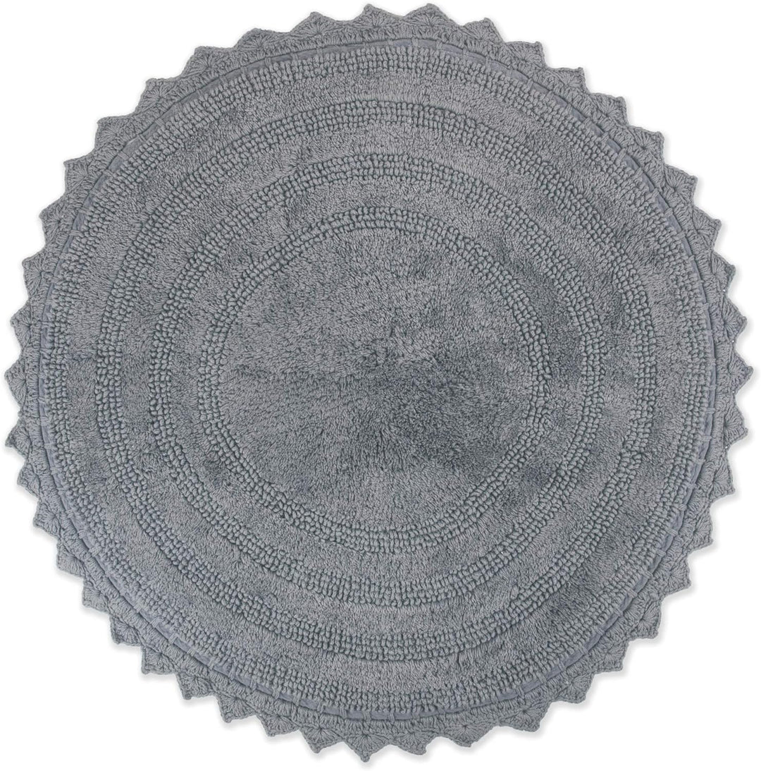 DII Crochet Collection Wende-Badematte, rund, 69,8 cm Durchmesser, Grau Round, 27.5" Diameter Grau,