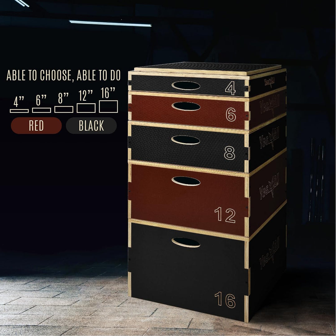 Yes4All Plyo-Box aus Holz, 3-in-1, rutschfeste Step-Up-Box für Workout, plyometrische Sprungbox für