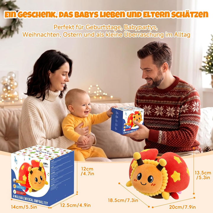 SAIMAND Baby Spielzeug 6-12 Monate Marienkäfer – Krabbelspielzeug mit Musik, 40 Kinderliedern & Aufn