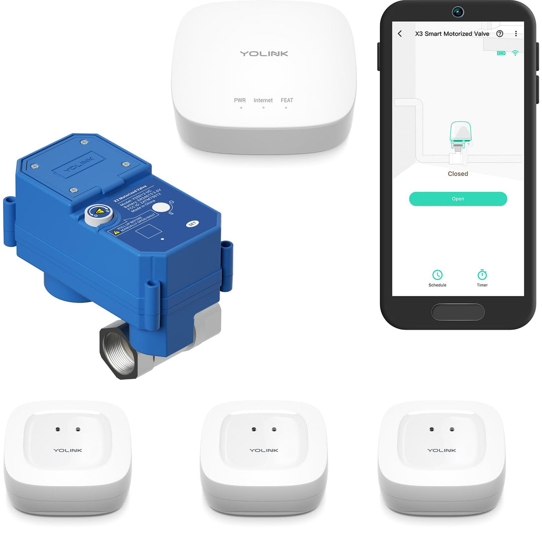 YoLink LoRa Smart Wasserleckschutzsystem, 2,5 cm Ventil, batteriebetrieben (10+ Jahre), NSF-zertifiz