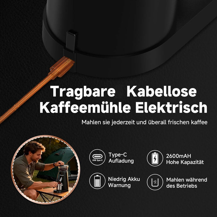 AAOBOSI Kaffeemühle Elektrisch, Kaffeemühle Siebträger mit 60 Mahlgrad Einstellbar, Kaffeemühle Kege