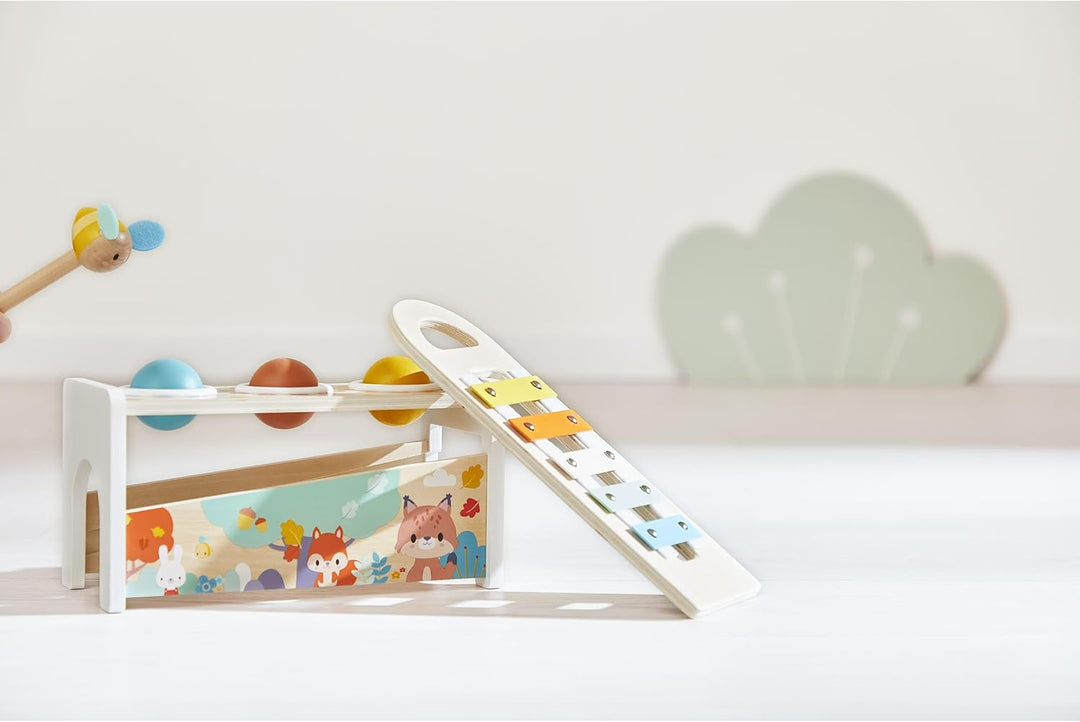 Janod Tap Tap Xylo Pure 2-in-1 Baby Musical Instrument - Awakening and Educational Game - Wooden Toy