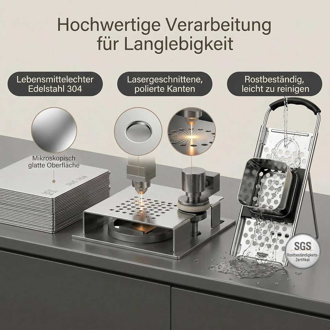 Spätzlehobel Edelstahl, Spätzlepresse mit Teigschlitten, Spätzlesieb, Spätzlereibe Ist Spülmaschinen