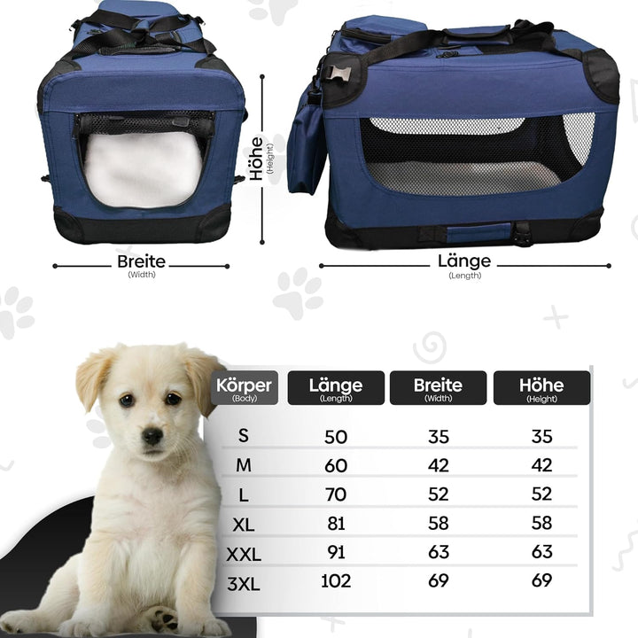 DEFACTO Hundebox faltbar für Auto &amp; Reisen | Hundetransportbox &amp; Hundetasche für Hunde, Katzen &amp; Hau
