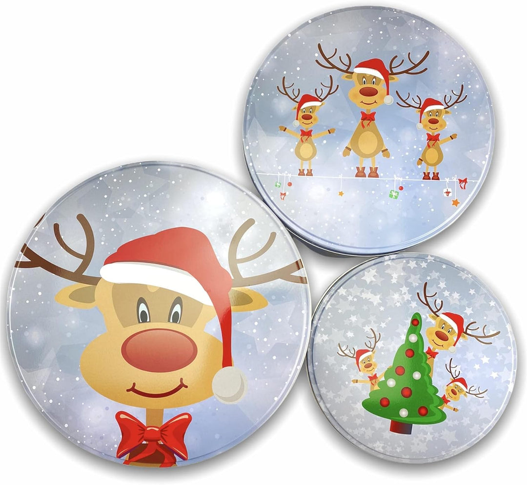 Geschenkset Keksdose Plätzchendose Metalldose 3er Set "Rentier Ole" Weihnachten mit süsser Rentier M