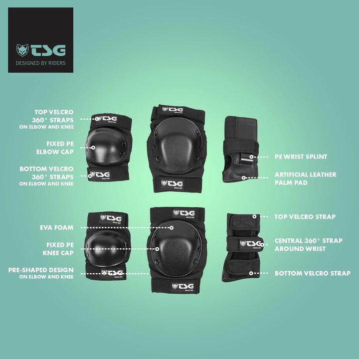 TSG Basic Set, Skate-Protection-Set, Schoner, Erwachsene, Jugendliche & Kinder, für Einsteiger & For