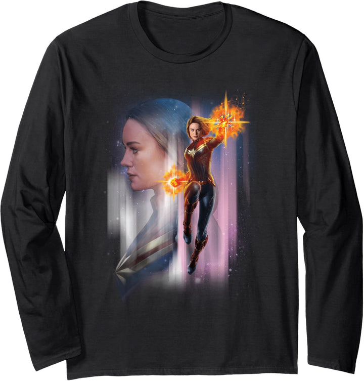 Captain Marvel Galaxy Portrait Collage Langarmshirt