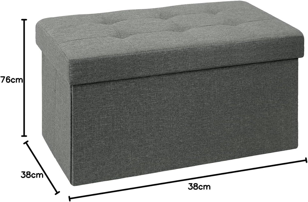 BRIAN & DANY Faltbarer sitzhocker Leinen Sitzbank mit Stauraum, Dunkelgrau, 76 x 38 x 38cm, Dunkelgr