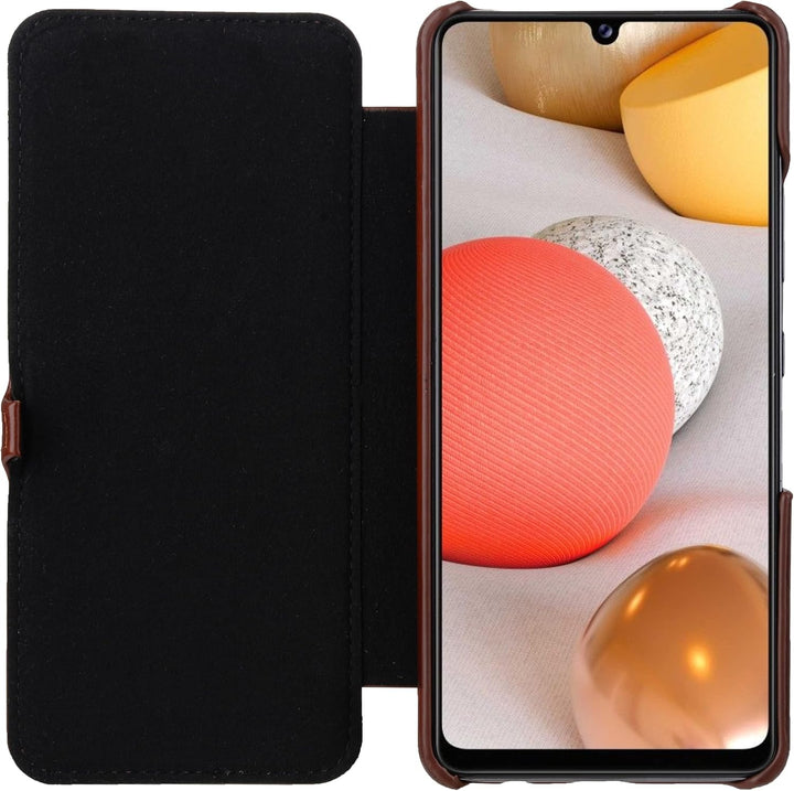 STILGUT Book Case kompatibel mit Samsung Galaxy A42 5G Hülle aus Leder mit Clip-Verschluss, Lederhül