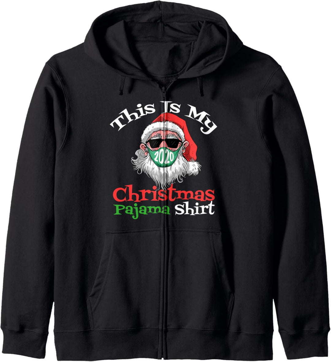 Weihnachtsmann mit Gesichtsmaske Weihnachten 2020 Kapuzenjacke