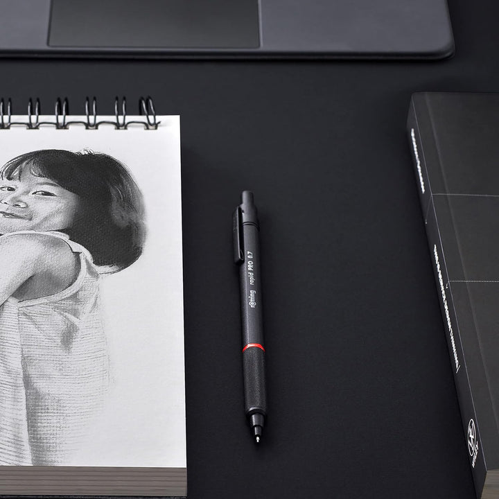 rOtring Rapid PRO Druckbleistift mit Einzug | 0,7 mm | Schwarz 0,7 mm Single Schwarz, 0,7 mm Single