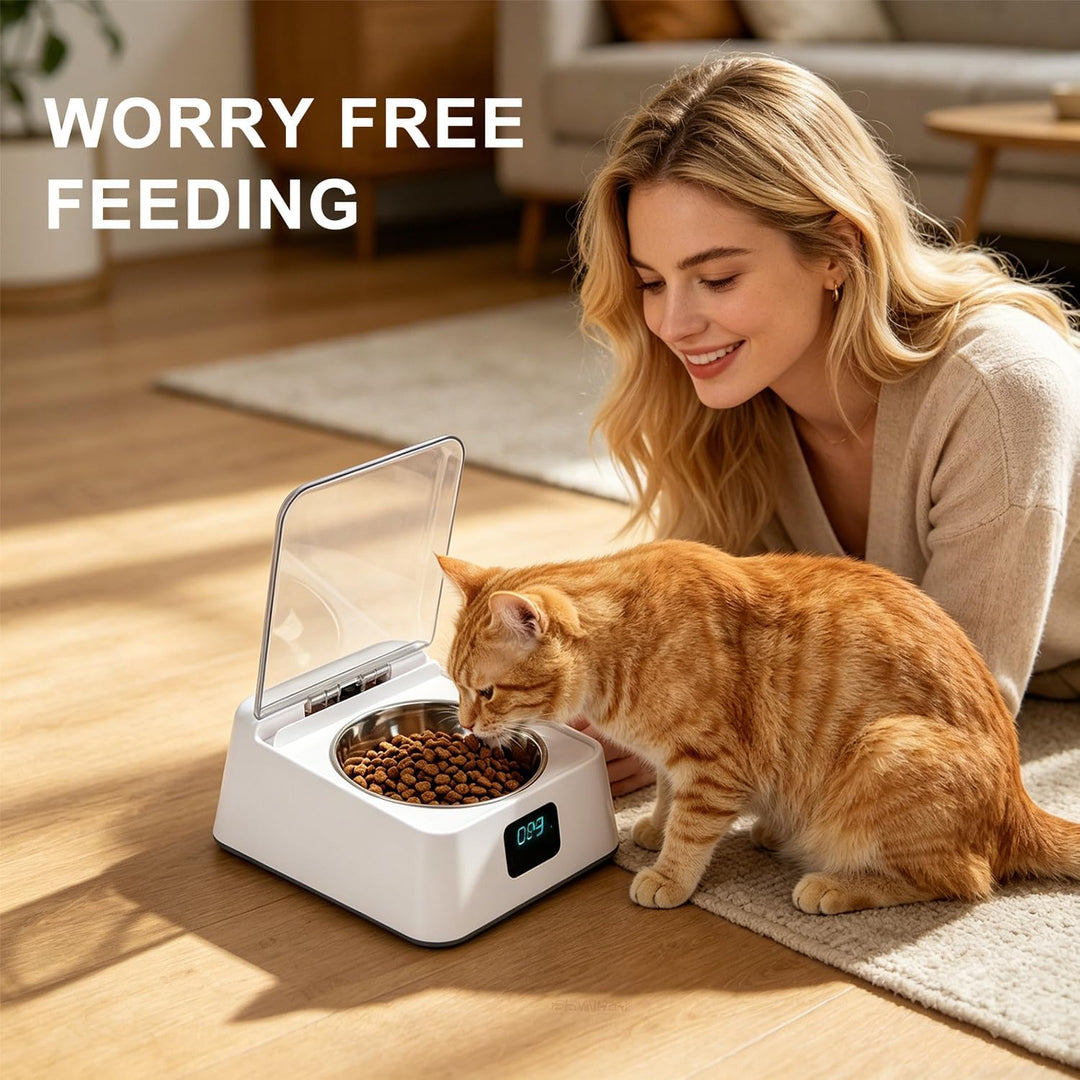 Nassfutterautomat für Katzen, 350ml Katzenfutter Automat mit Infrarot Sensor, Automatischer Futterna