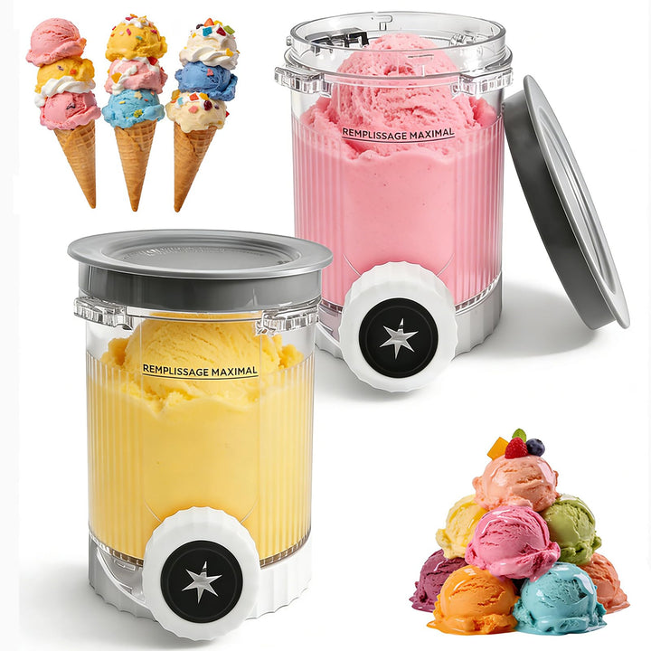 2 Stück Behältern für Ninja Swirl Creami Behälter, 480 ml Eisbehälter Becher mit Deckel Zubehör für
