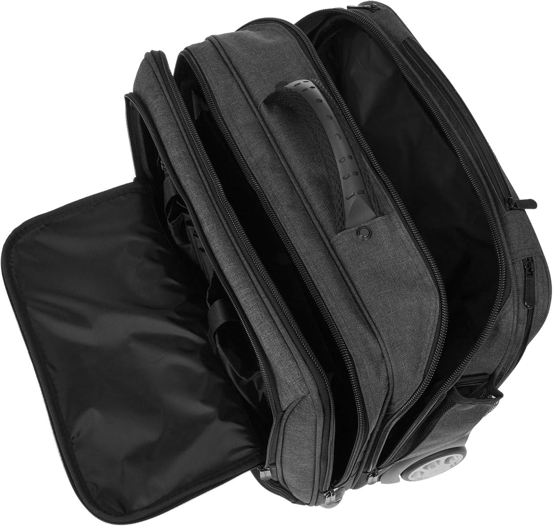 Trolley Pilotentrolly mit Notebook - Polstertasche Trolly 17 Zoll + Ledermäppchen (ANTHRAZIT Two Ton