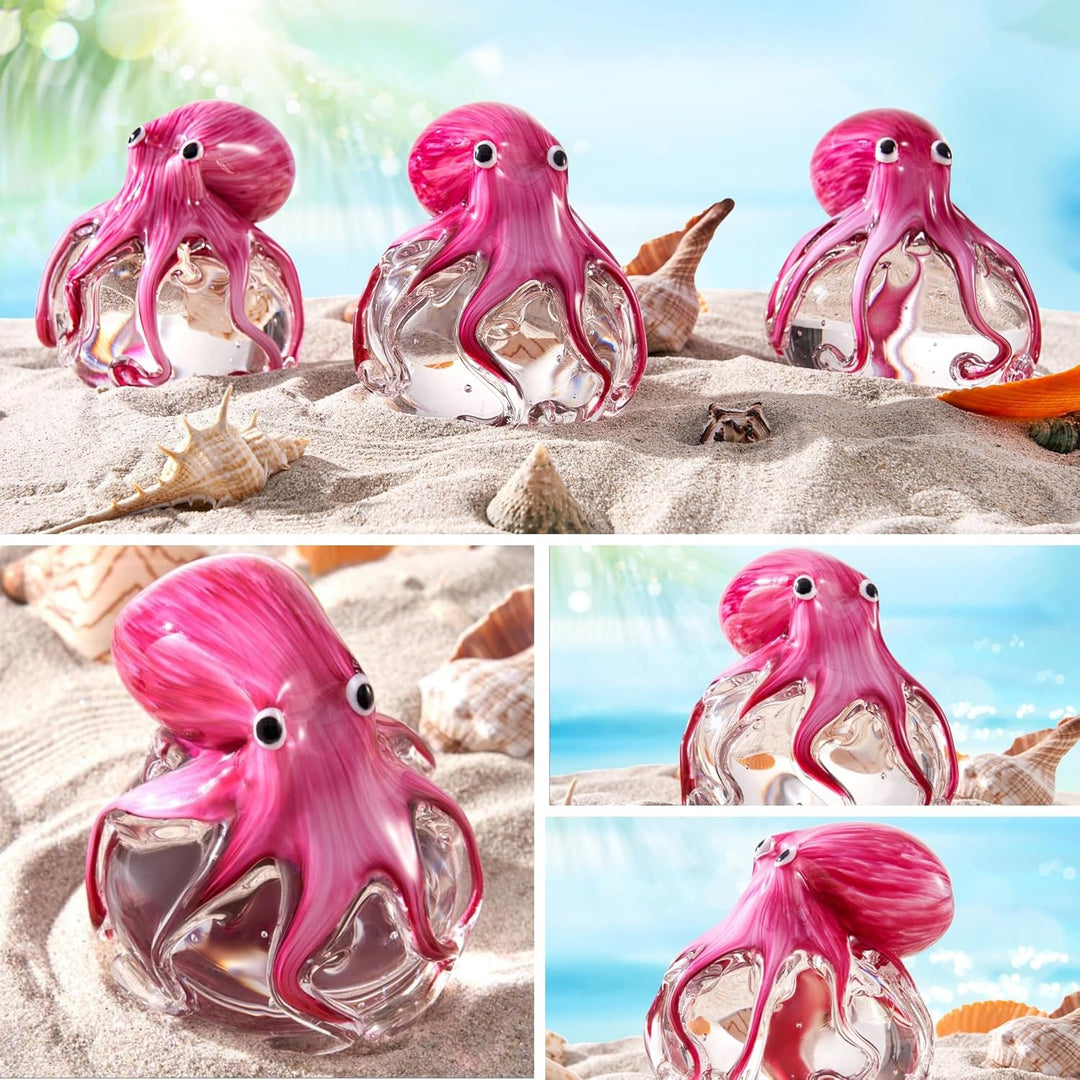 EUSTUMA Mundgeblasene Oktopus-Figur aus Glas, Meerestier-Ornament für Aquarium, Meerestier-Kollektio