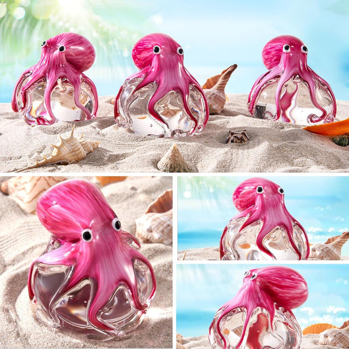 EUSTUMA Mundgeblasene Oktopus-Figur aus Glas, Meerestier-Ornament für Aquarium, Meerestier-Kollektio