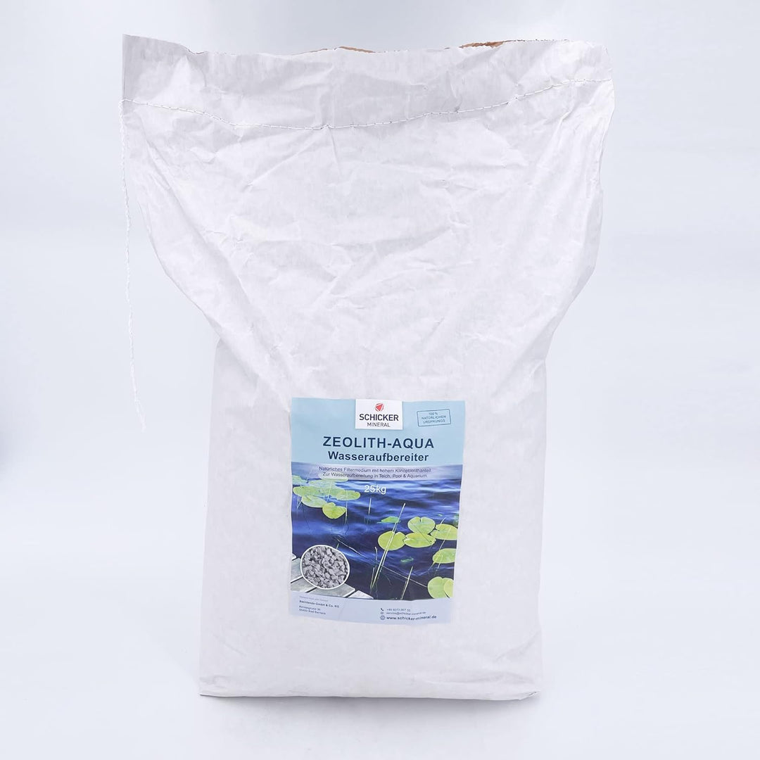 Schicker Mineral 25 kg Zeolith-Aqua Wasseraufbereiter, Filtermedium zur Nutzung im Gartenteich, Schw