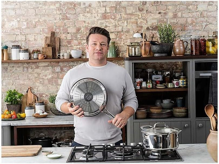 Tefal Jamie Oliver Essential Bratpfanne, 24 cm, Antihaftbeschichtet, Induktion, Rund, Schwarz