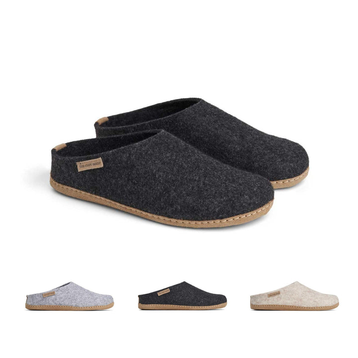 THE COZY SHEEP Filzpantoffeln mit Ledersohle 36 EU Dunkelgrau, 36 EU Dunkelgrau