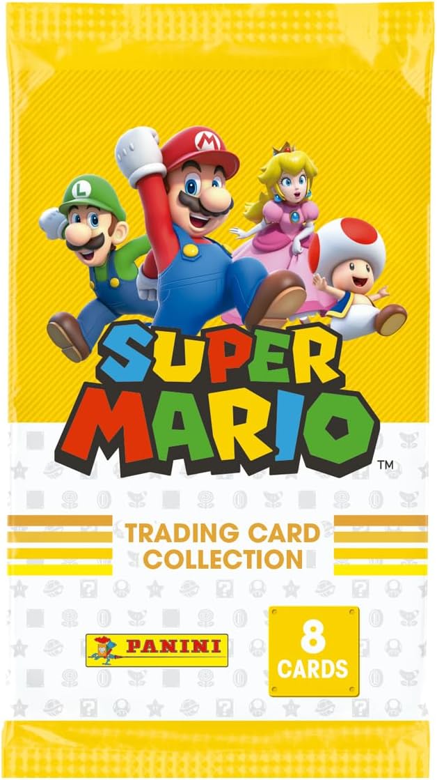 Panini 13385 Super Mario Trading Cards Box mit 18 Hüllen (8 Karten) Stickertüte, Mehrfarbig, OneSize
