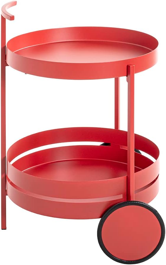 HAKU Möbel Servierwagen rot, Metall - Masse: H 62 cm x Ø 42 cm, Style: Modern Rot Ø 42 x H 62, Rot Ø