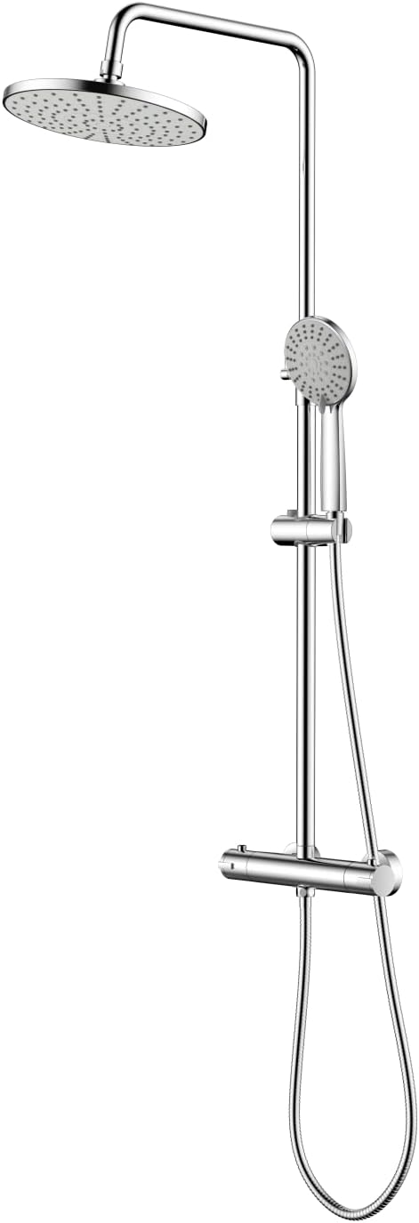 KOMIRO Duschsystem mit Thermostat, Duscharmatur mit Thermostat, 23 x 23 cm Regendusche, 5 Strahlarte