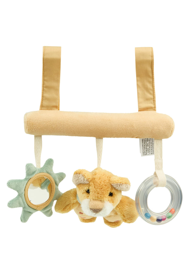 Sterntaler Spielzeug Löwe Leo zum Aufhängen – Baby Rassel mit Spiegelfolie & Rasselring – Klettbefes