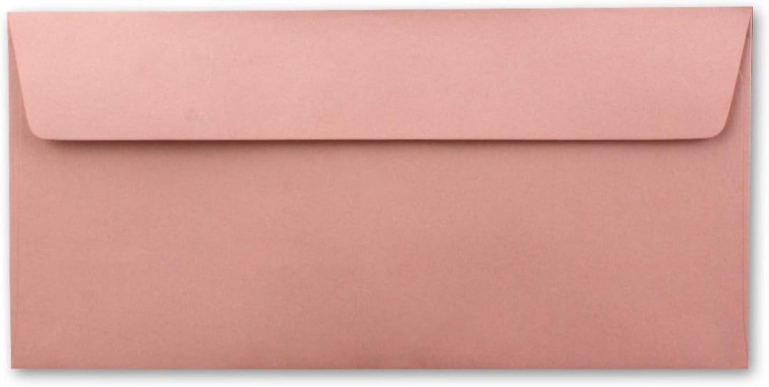 100 Brief-Umschläge DIN Lang - Altrosa (Rosa) - 110 g/m² - 11 x 22 cm - sehr formstabil - Haftklebun