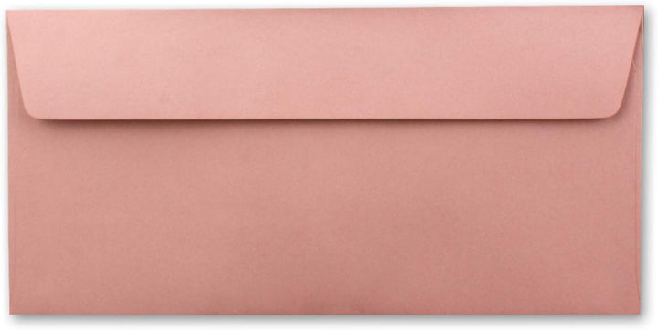 100 Brief-Umschläge DIN Lang - Altrosa (Rosa) - 110 g/m² - 11 x 22 cm - sehr formstabil - Haftklebun