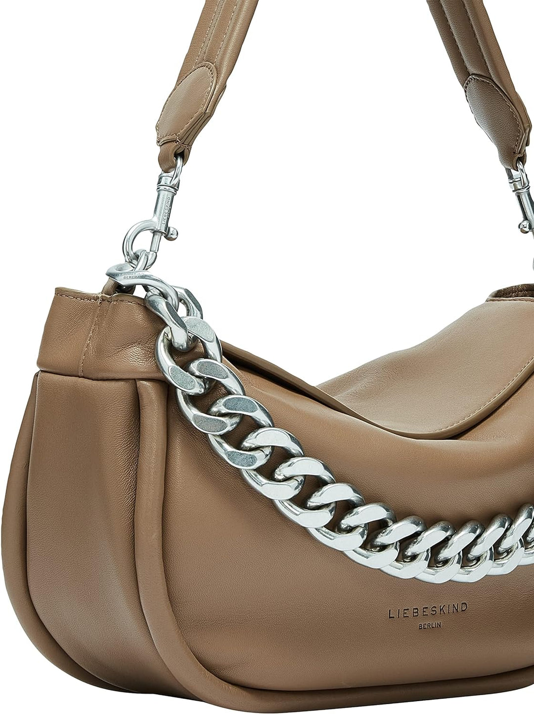 Liebeskind Berlin Fab 3 CHAIN Hobo Schultertasche, Medium (HxBxT 23cm x 29.5cm x 9cm), Praline