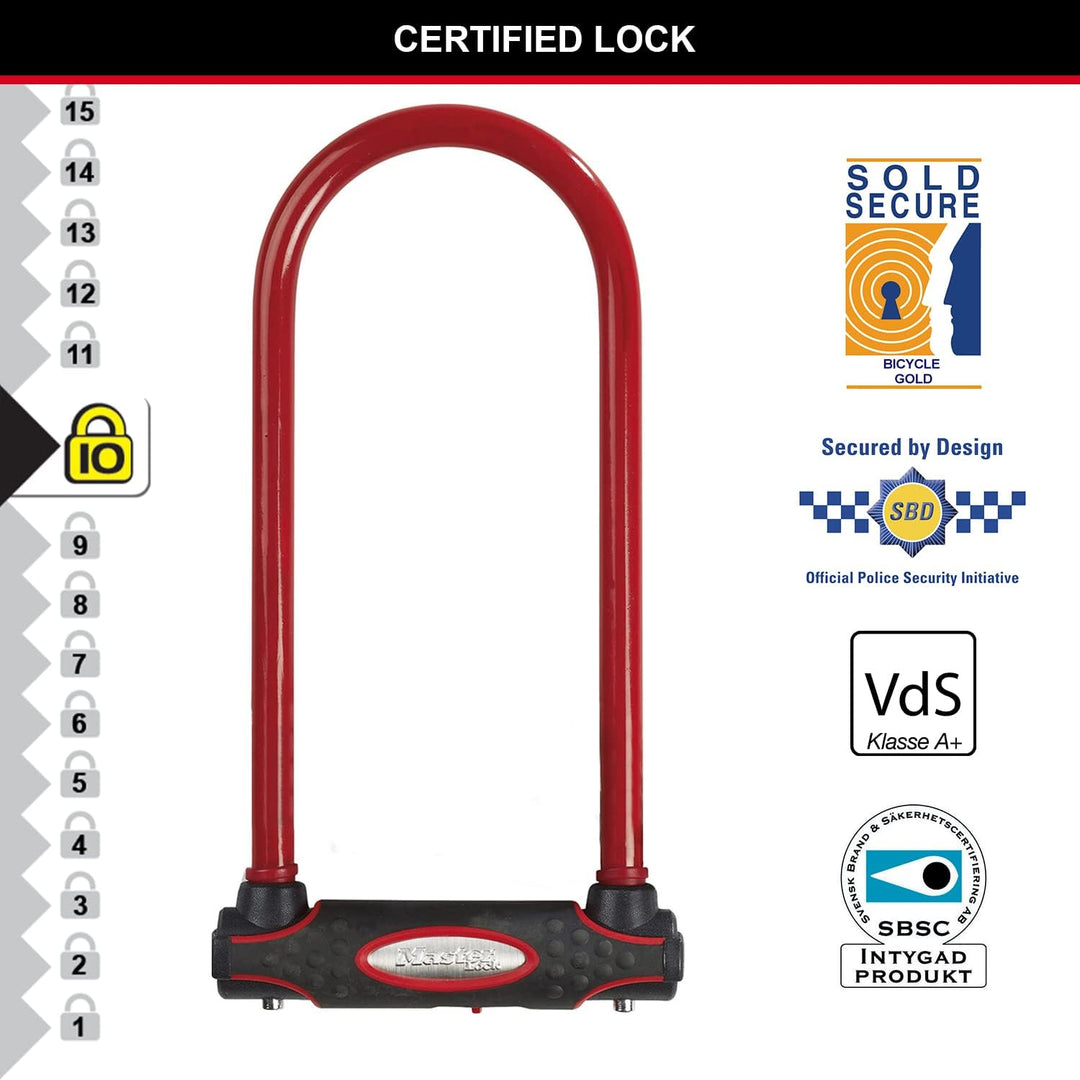 MASTER LOCK Bügelschloss [Schlüsselschloss] [mit Halterung] [Zertifiziertes Fahrrad Schloss - Secure