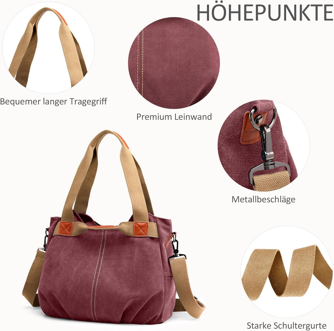 DIRRONA Casual Damen Segeltuch Umhängetasche Gross Kapazität Handtasche Reise Schultertasche Multifu