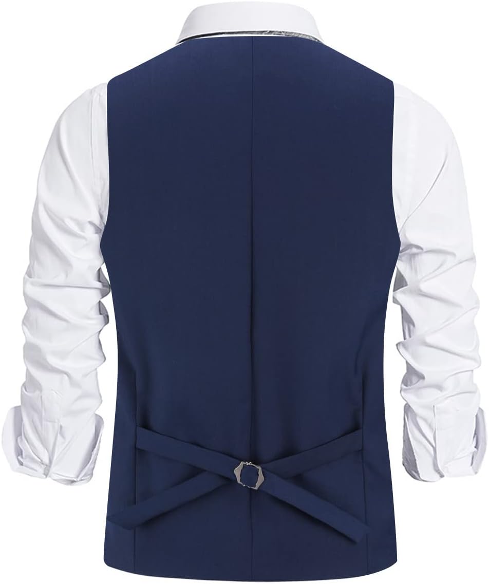 Herren Weste V-Ausschnitt Slim Fit Tweed Ärmellose Weste Vintage Business Formelle Hochzeit Business