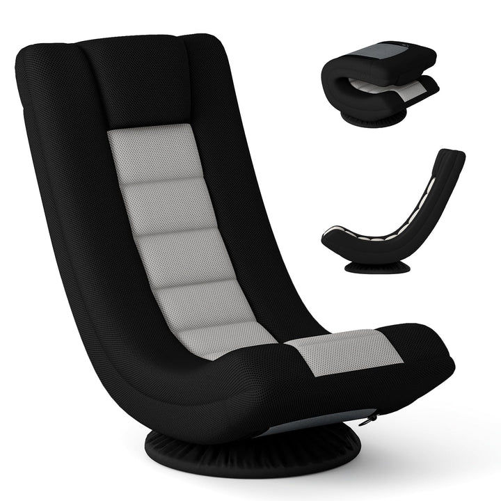 RELAX4LIFE Bodensessel Klappbar, Bodenstuhl mit 4-Fach Verstellbarer Rückenlehne, 360° drehbarem Soc