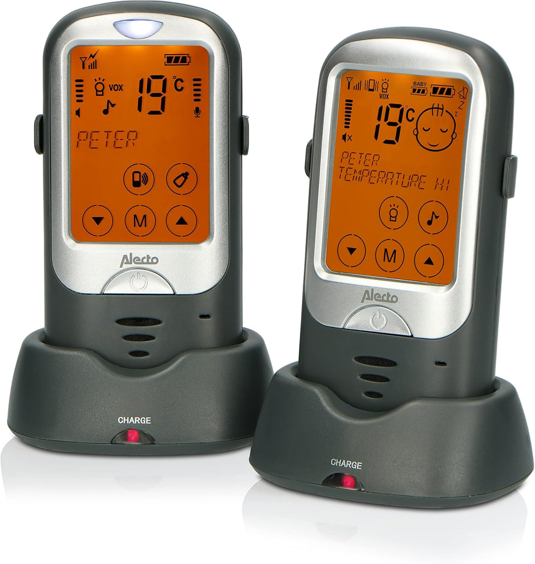 Alecto DBX68GS - Babyphone - Babyfon mit 1km Reichweite - Wiederaufladbare Eltern-Baby-Einheit - Tou