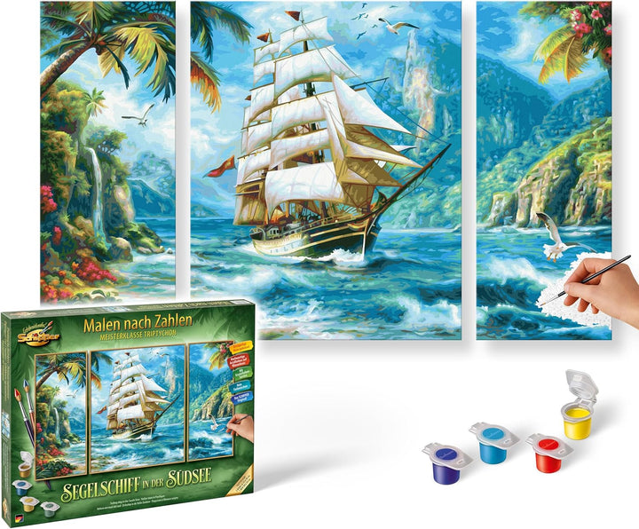 Schipper 609260927 Malen nach Zahlen – Segelschiff in der Südsee - Bilder malen für Erwachsene, inkl