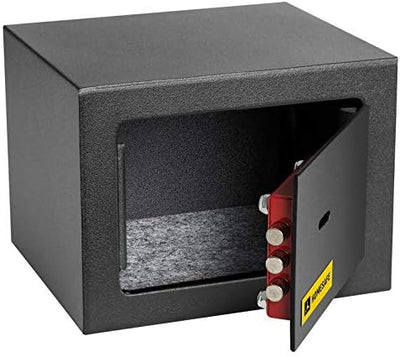 Homesafe HV15K Tresor Safe mit Schlüssel-Schloss, 15x20x17cm (HxWxD ), Carbon Satin Schwarz, 15x20x1