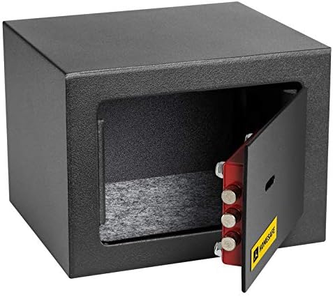 Homesafe HV15K Tresor Safe mit Schlüssel-Schloss, 15x20x17cm (HxWxD ), Carbon Satin Schwarz, 15x20x1