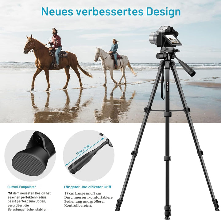 Victiv Neues Kamera Handy Stativ, 172cm Tragbares Camera Tripod, Aluminium Dreibein Stativ mit Abneh
