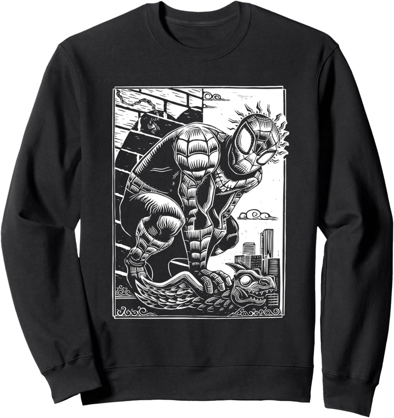 Marvel Spider-Man Linocut Black Sweatshirt