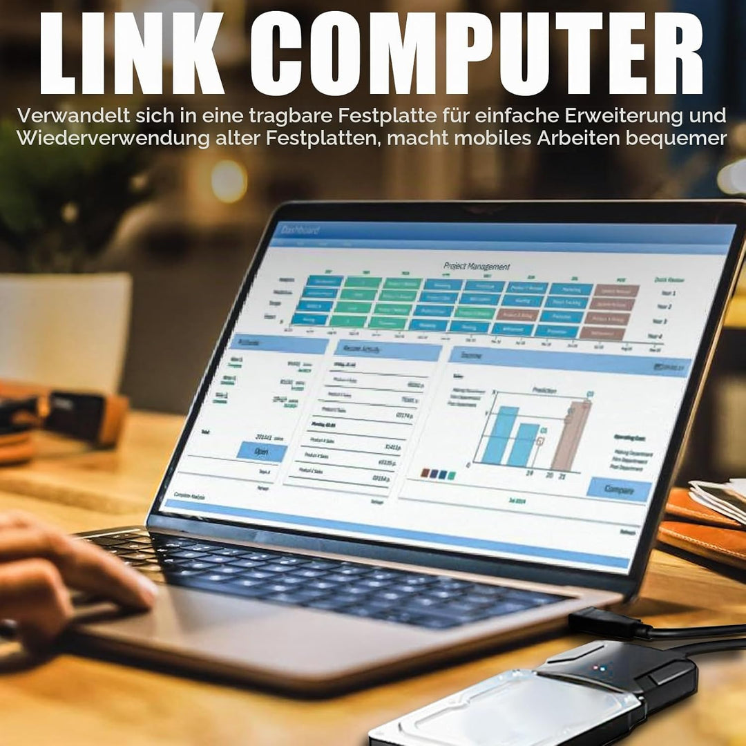 USB 3.0 auf SATA Adapter, USB 3.0 auf SATA III Festplattenadapter mit 12 V/2 A Netzadapter für 2,5 Z