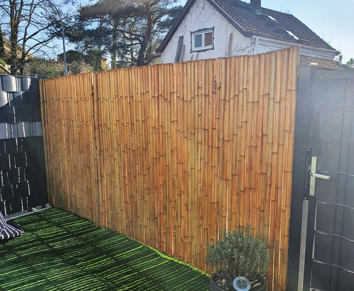 Bambus Rollzaun "Bali Big" 180 x 200cm aus dicken Bambusrohren mit 3,5-5cm Durchmesser - Bambusmatte