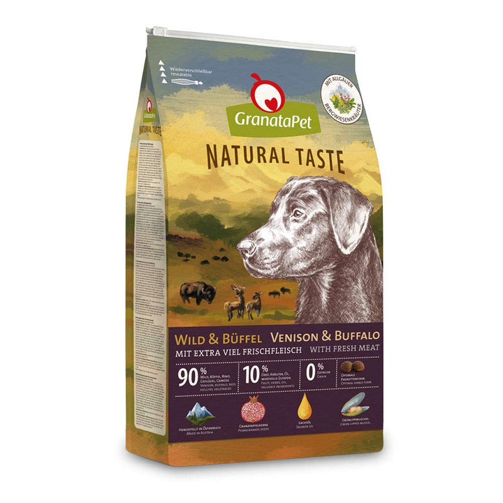 GranataPet Natural Taste Wild &amp; Büffel, 4 kg, Trockenfutter für Hunde, Hundefutter ohne Getreide &amp; o