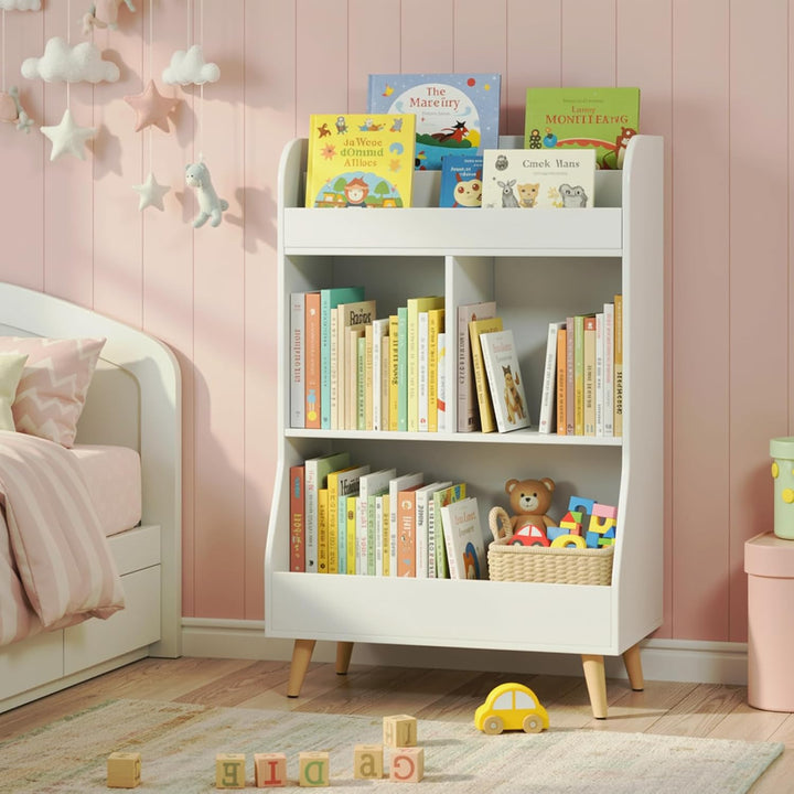 MAMIZO Kinderregal,Bücherregal Kinder,Spielzeugregal,Kinderzimmerregal,Spielzeug Aufbewahrung,Montes