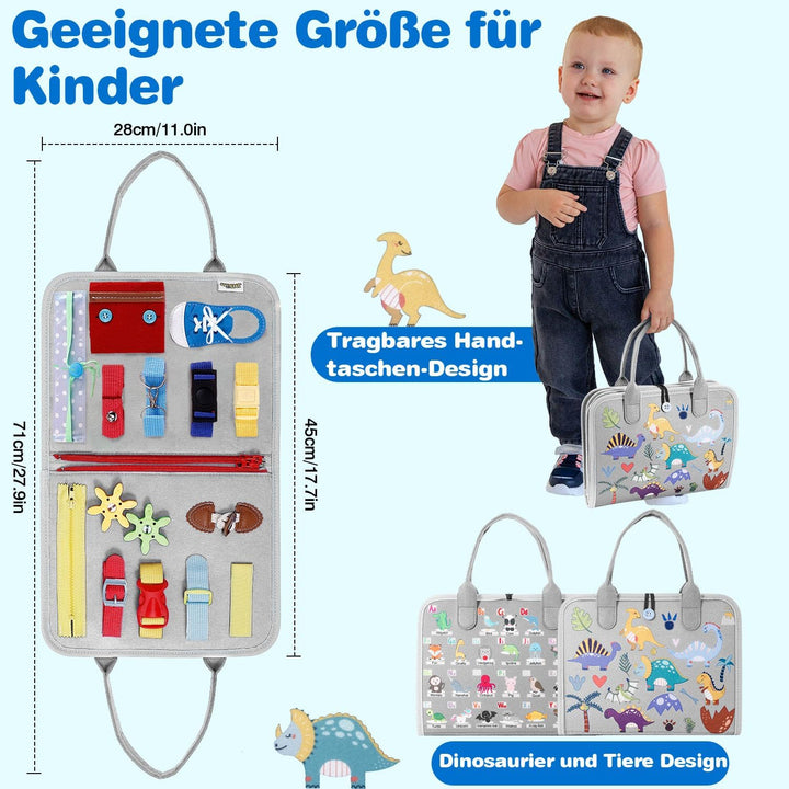 JHkim Montessori Busy Board Deutsch, Baby Spielzeug ab 1 2 3 4 Jahre, Kleinkinder Activity Board, Ge