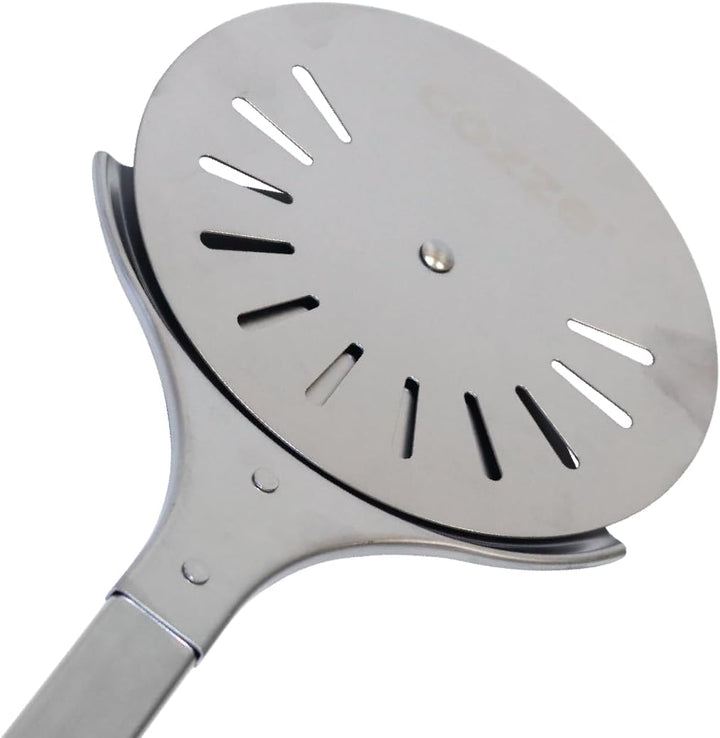 cozze® Premium Edelstahl Pizzaschieber – Elegantes Drehdesign, 76 cm Komfortgriff, Hitzebeständigkei