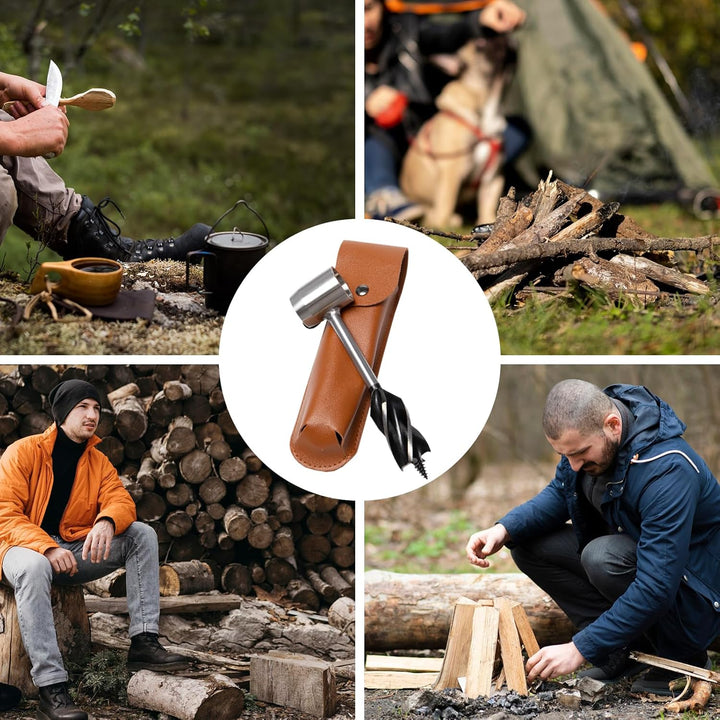 Handschneckenbohrer Bushcraft mit 4 Stücke Stahldrahtsägenkette Bushcraft Manueller Schraubenschlüss