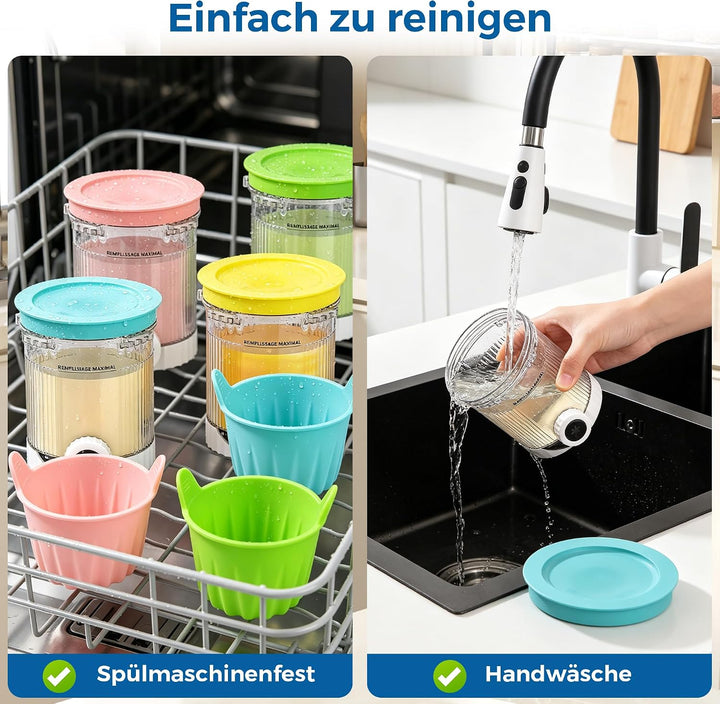 4 Stück Behälter für Ninja Swirl CREAMi + Silikon-Dessertbecher,Ersatz Pints mit Deckel für Ninja NC