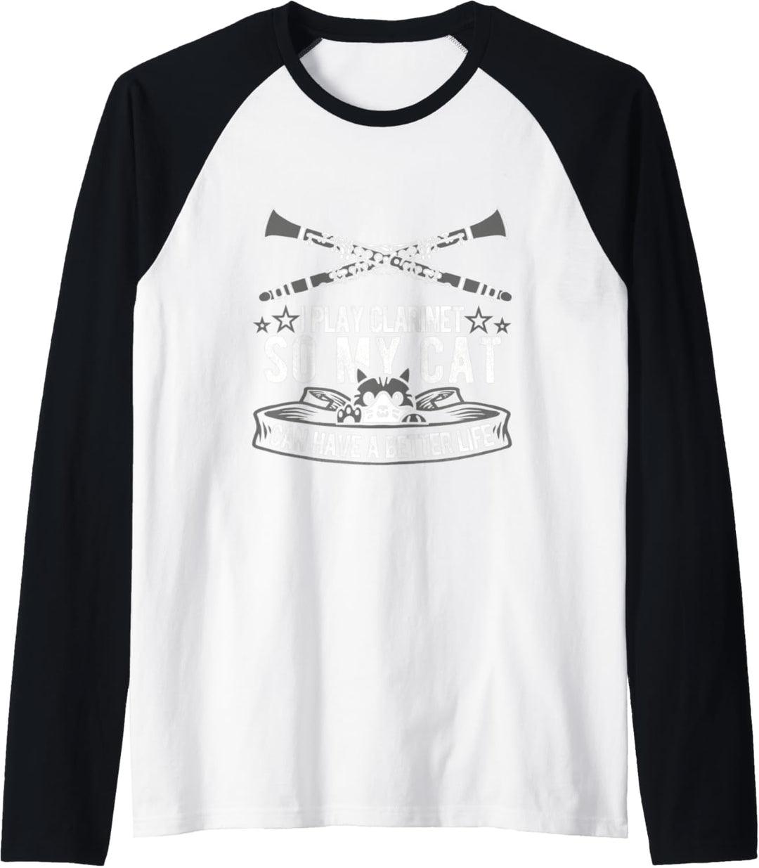 Klarinette Katze Blaskapelle - Blasinstrument Klarinettist Raglan