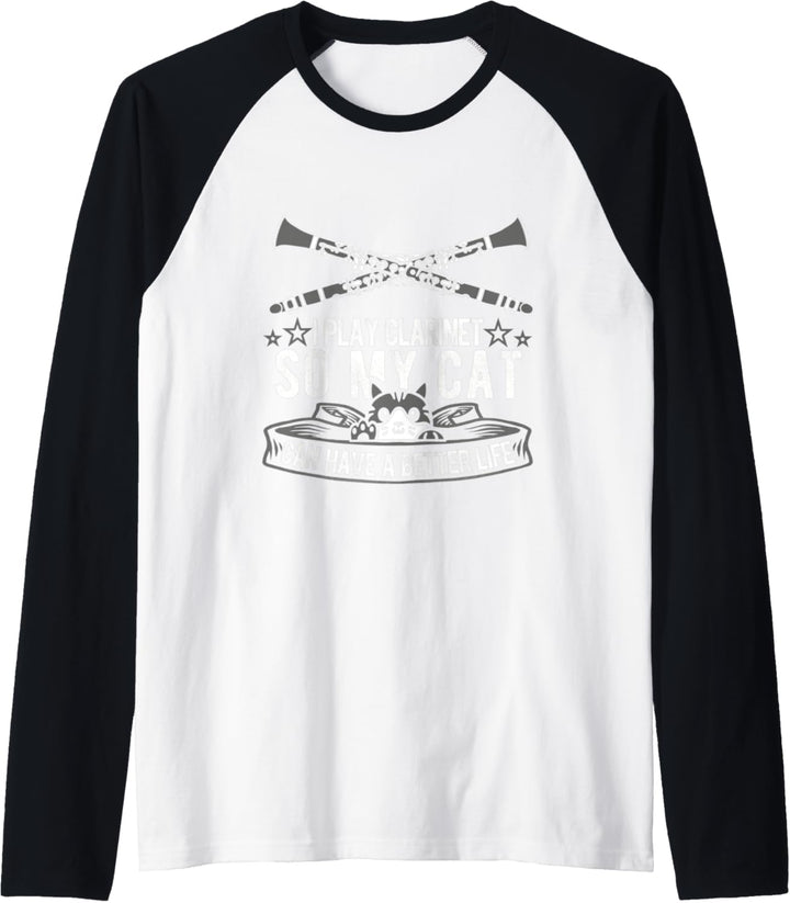 Klarinette Katze Blaskapelle - Blasinstrument Klarinettist Raglan